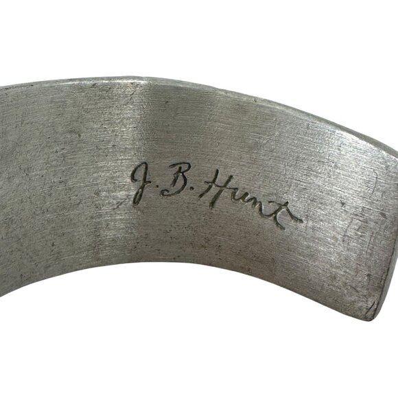 JB Hunt Engraved Pewter Cuff Bracelet Wild Kingdom Zebra Elephant Vintage - Picture 8 of 8